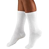 Truform Mid Calf Compression Socks for Men, 15-20 mmHg Medical Support, Crew Length, White, Medium