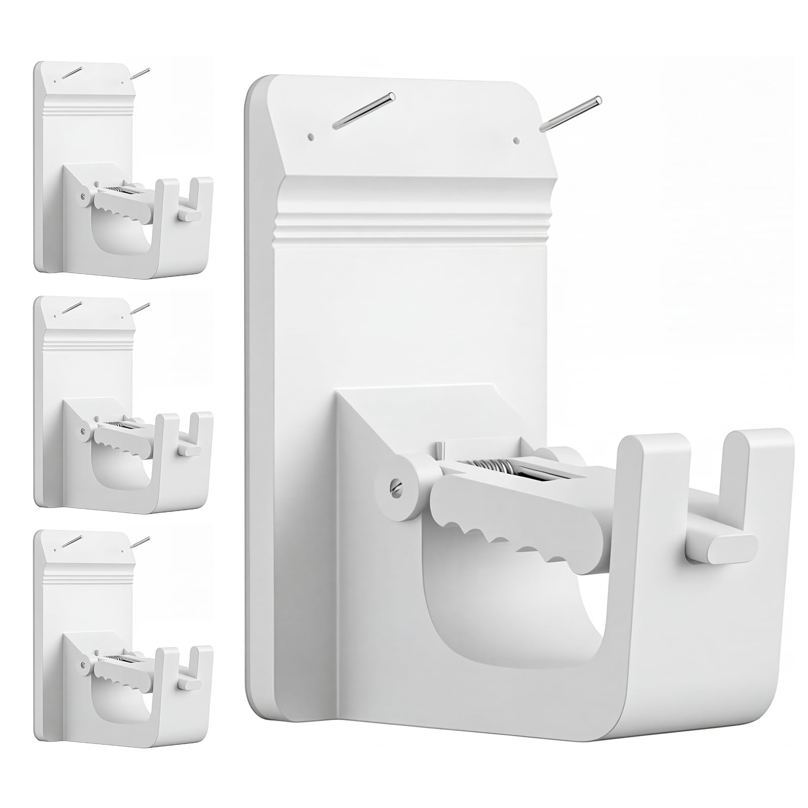 Photo 1 of Universal Heavy Duty Curtain Rod Brackets, No Drill Curtain Rod Brackets with Adhesive & Invisible Nail, 30+LB Load Curtain Rod Holders, Damage Free Curtain Rod Hooks for Wall, Bathroom, Kitchen 4PC