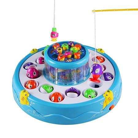 Drehende magnetischer Angelspiel Double Fish Pool Elektrische Spielzeug mit der Musik-Licht für Kinder 3 Jahre alt und Up,36 