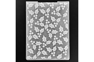 KWELLAM Merry Christmas Leaves Berry Background Plastic Embossing Folders for Card Making Scrapbooking and Other Paper Crafts 3110301