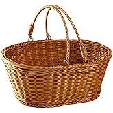 RT&BS Wicker Picnic Basket with Handle, Gift Baskets for Christmas, Hand Woven Baskets with Handle, Reusable Handwoven Basket