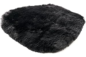 NATURAL DESIGN ARCHITECTURE LIFESTYLE N Natural Motorcycle Seat Cushion | 100% Genuine Sheepskin Motorcycle Seat Covers with Non-Slip Suede Backing and Straps, 13 x 11”, 1 Pc Black