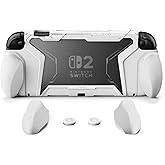 PlayVital for Switch 2 Beyond-Grip Dockable Case, Interchangeable FPS/Omni Ergonomic Grips + Military-Grade Drop Protective Cover + 2 Joystick Caps for Nintendo Switch 2 (White)โ