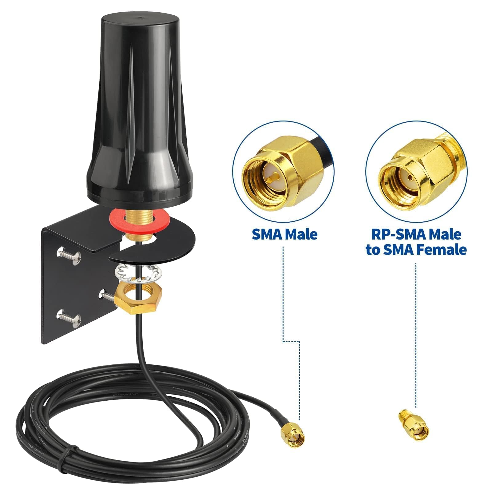 Bingfu 4G LTE Antenne Outdoor 5dBi SMA Stecker Antenne Außenwandmontage wasserdichte für 4G LTE Router Gateway Modem Hotspot Trail Kamera Smart Home Energie Monitor 2