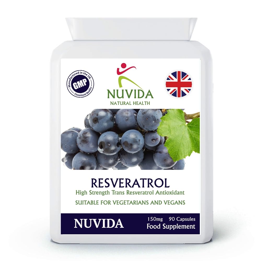 Nuvida Resveratrol Capsules - 90 High Strength Trans-Resveratrol Targeted Release Capsules - Premium Antioxident Supplement