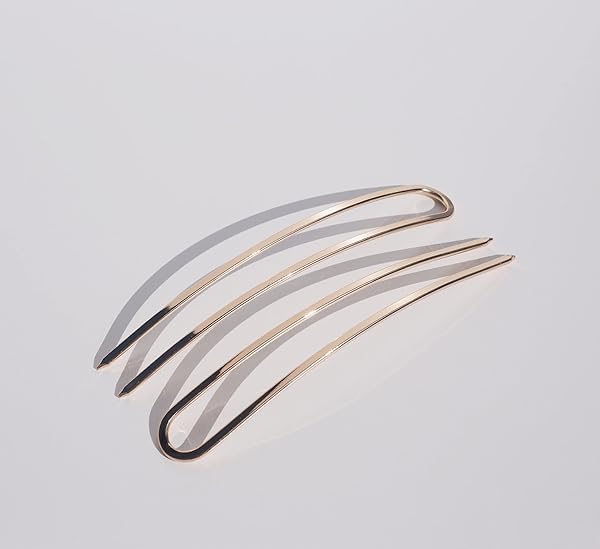 KRISTIN ESS FRENCH PIN SET OF 2 – U SHAPED FRENCH HAIR PINS FOR BUNS, CHIGNONS, WEDDING UPDO HAIRSTYLES AND TOP KNOTS – HAIR STYLING ACCESSORIES FOR WOMEN – GOLD
