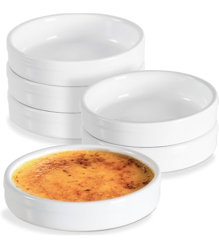 Lot De 6 Ramequins En Céramique Avec Couvercles – 170 G, Va Au Four, Micro-ondes, Lave-vaisselle, Idéal Crème Brûlée, Sauces, Présentation