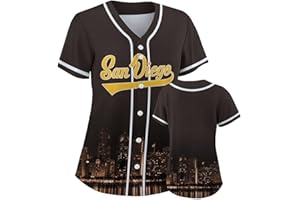 POD7IE Women Baseball Jersey City Night Skyline Apparel Button Down Shirts Sports Uniform Fans Gift for Adult Girls S-2XL