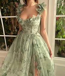 YUAOHUANG 3D Butterfly Tulle Prom Dresses for Women
