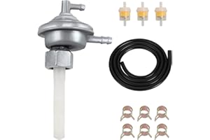 HIAORS Fuel Shut Off Valve Petcock Compatible with GY6 50cc 125cc 150cc 139QMB 157QMJ Scooter Moped TaoTao ATM50-A1 Baja Roketa SUNL IceBear Kymco Lance Peace Sports Go Kart Parts with Fuel Line