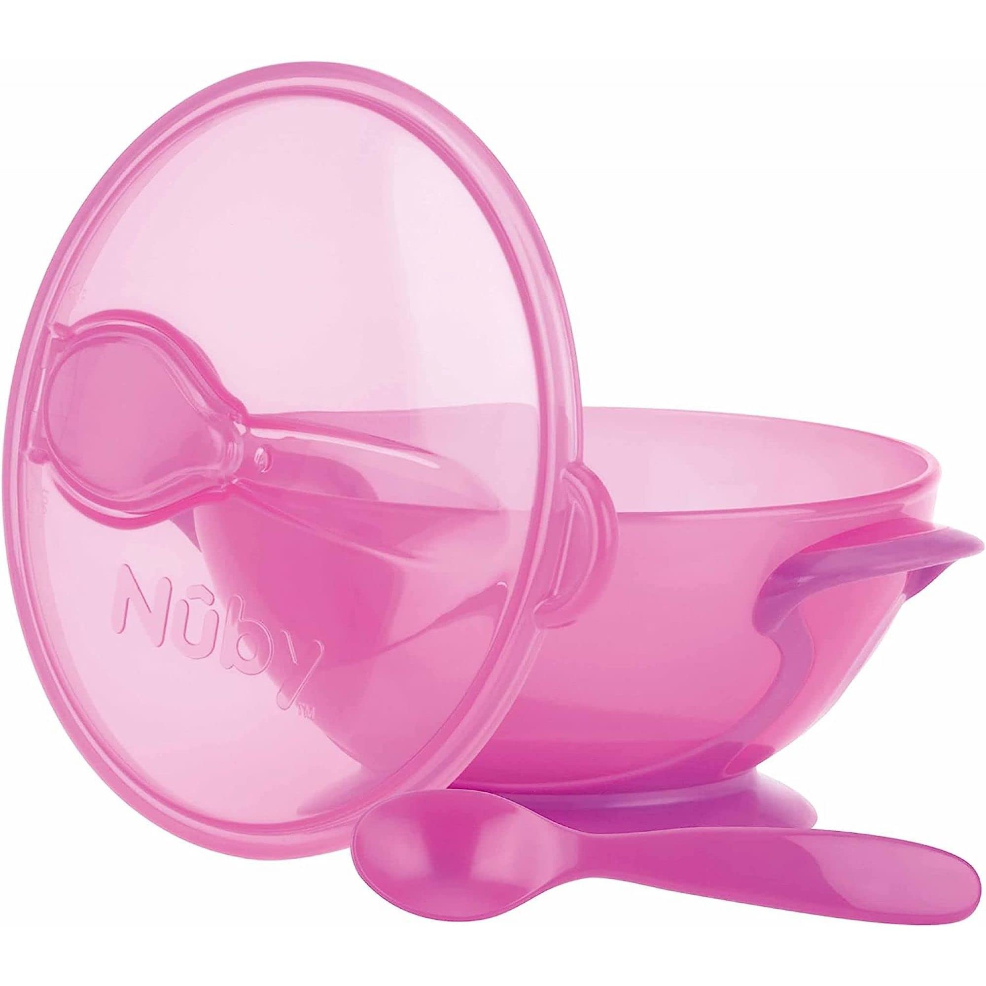 Nûby ID5419PINK Porridge Bowl with Suction Base and Spoon Pink