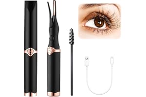 BIRUNWER Heated Eyelash Curler, Mini Electric Eyelash Curler, Portable Makeup Electric Eyelash Curling, USB Rechargeable Finalize Eyelash Tool Beauty Tools for Women (Black)