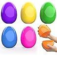 CALEST 6 Pcs Jumbo Easter Eggs, 6 Inch Fillable Plastic Easter Eggs Bright Color for Easter Hunt Party Supplies, Large Colorful Easter Eggs for Toddler Toy, Basket Stuffers, Toys Filling Treats