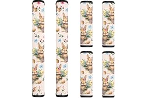 Txsniver 6 PCS Refrigerator Door Handle Covers Protective Kitchen Home Appliances Gloves Fridge Microwave Stove Dishwasher Handle Sleeve Easter Home Decor, Rabbit Floral Crown Easter Egg