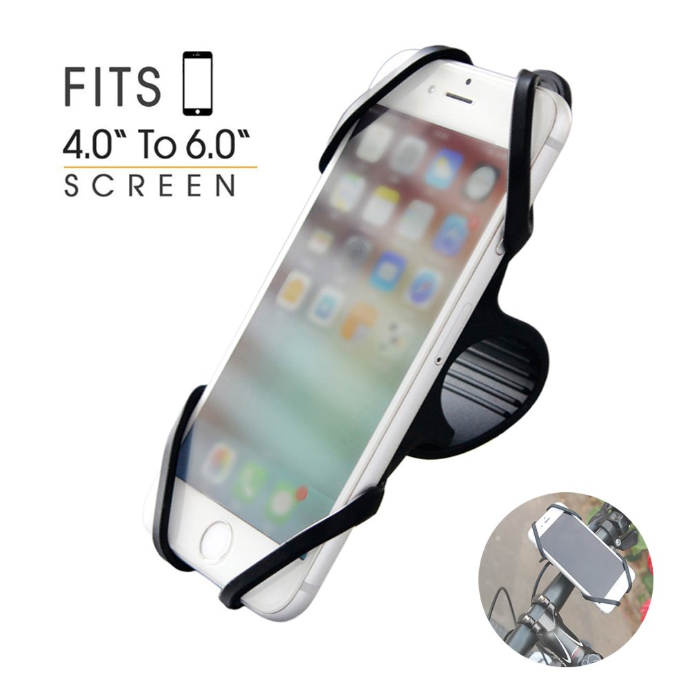 Bike Silicone Strap Mount Holder,Motorcycle by Phone Mount by Askari for iPhone X/8Plus/8/7Plus/7/6S, Galaxy S9/S9+,S8+/S8/S7/S6,LG HTC and all 4-6 Inch Smartphones[Black]