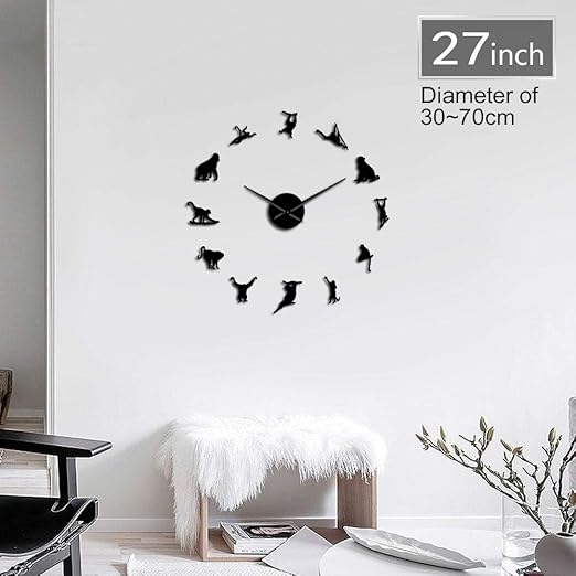 JHJUH Mono y orangután Acrílico 3D DIY Relojes de Pared Monos del Viejo