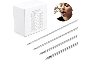 JIESIBAO 100PCS Mixed Body Piercing Needles, 14G 16G 18G 20G Stainless Steel Sterile Disposable Ear Nose Navel Nipple Lip Piercing Needles
