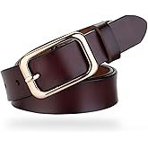 CaserBay Women's Genuine Leather Belts Durable Waist Belt Chrome Gold Solid Alloy Pin Buckle Waistband For Pants, Jeans