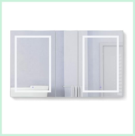 Amazon Com Krugg Svange 6036dllr 3 Door Mirror Medicine Cabinet 60 Inch W X 36 Inch W Dimmer Defogger Left Hinge On Middle Door Kitchen Dining