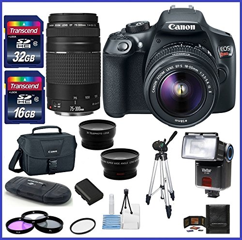 UPC 688907959760, Canon EOS Rebel T6 DSLR Camera with 18-55mm Lens + Canon EF 75-300mm f/4-5.6 III Lens + 48GB SDHC Memory Card + Auto Power Flash + 58mm Telephoto &amp; Wide Angle Lenses and more ...