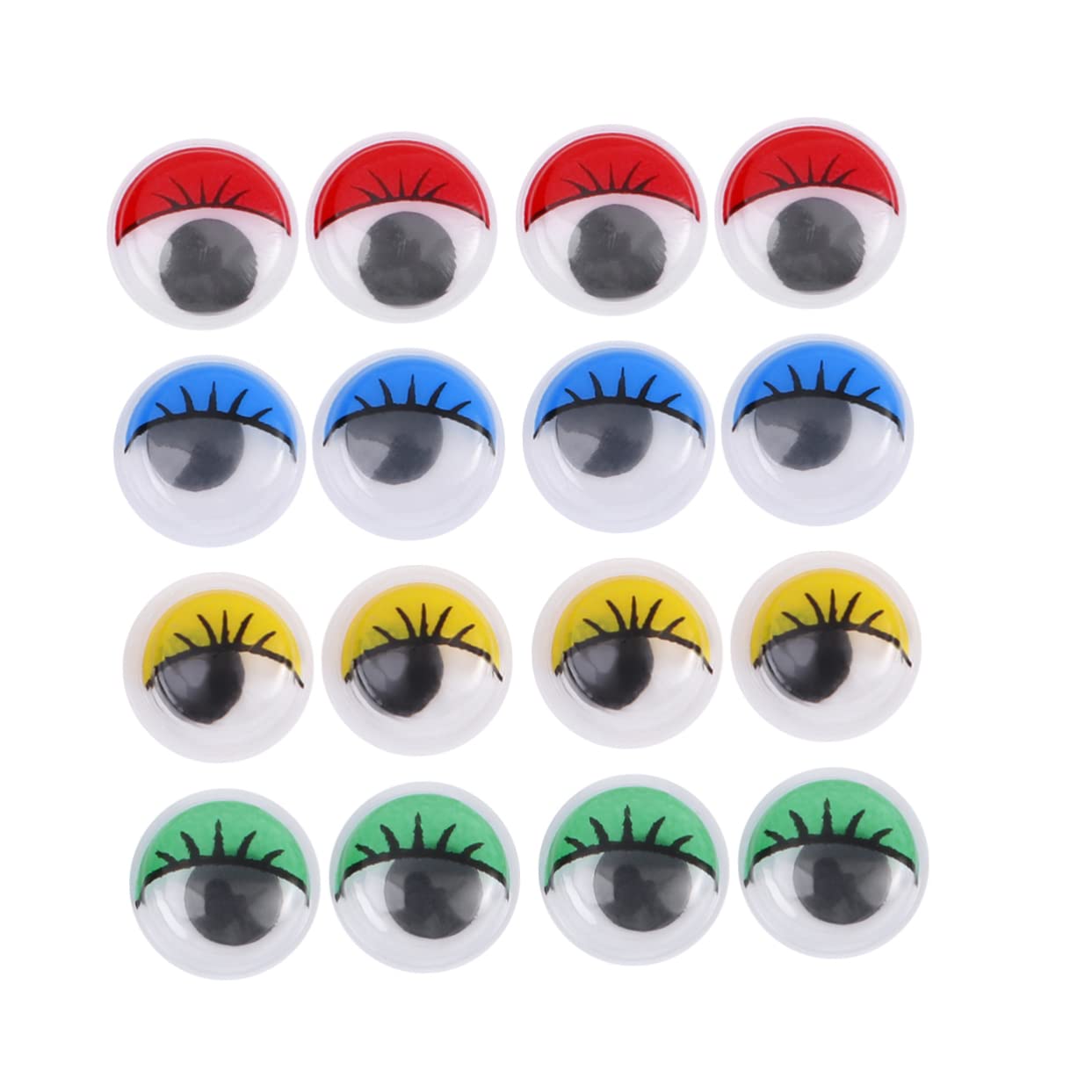 DIYEAH 100pcs Googly Eyes 10mm Eyelashes DIY Cartoon Eyes Eyelashes Craft Decor Toys Doll Making (Green)
