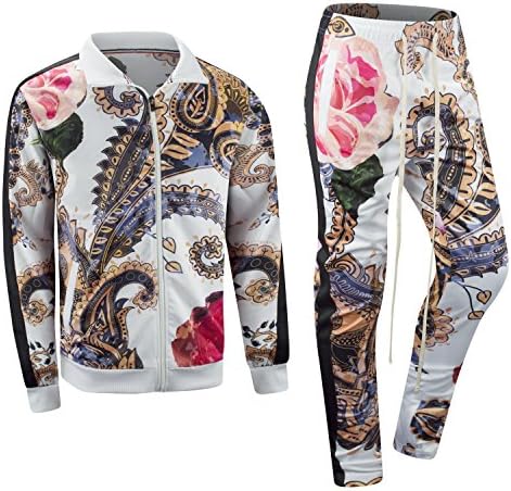 ALMAS APPAREL New Men Stripe Zip Pocket Track Pants Sweatsuit Track Suit