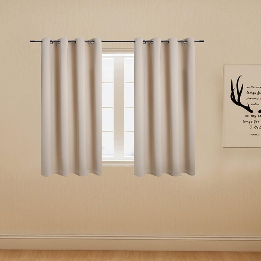 Amazon Com Anjee Beige Blackout Curtains Room Darkening Drapes
