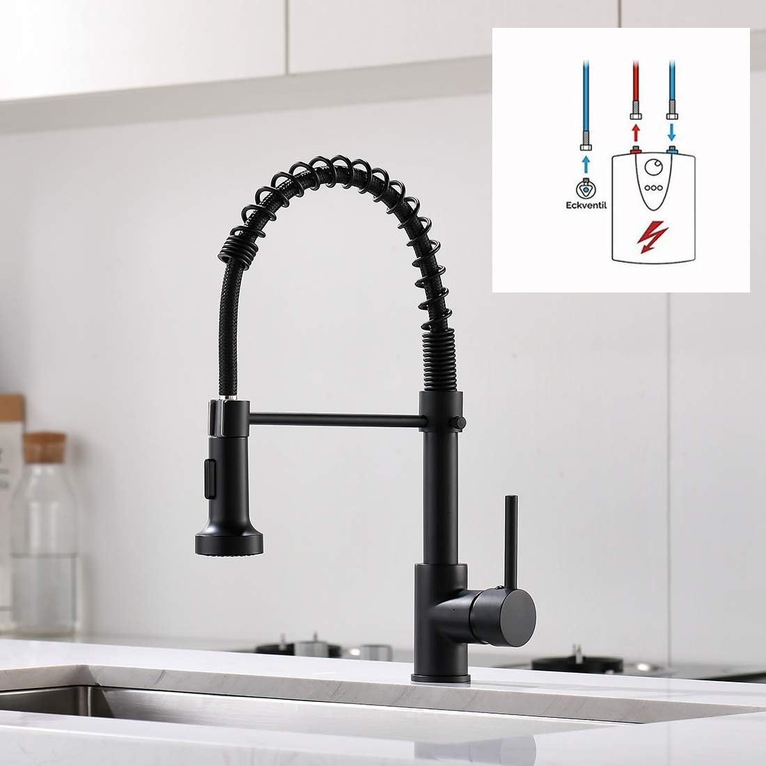 QD Niederdruck Wasserhahn Küche Schwarz Spültischarmatur Armatur Kueche ...