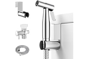Arofa Chrome Handheld Bidet Sprayer for Toilet - Stainless Steel Cloth Diaper Jet Spray, Adjustable Water Pressure Control with Bidet Spray Hoses, Bidet Toilet Sprayer for Baby/Feminine Wash
