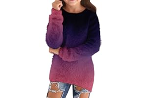 AIMAOMI Girls Crew Neck Sweaters 2025 Fall Winter Teen Tops Cozy Trendy Kids Long Sleeve Cute Shirts Casual Outfits
