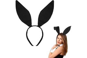 Soochat Bunny Ears Headband Cute Sexy Rabbit Ear Hair Band for Easter Halloween Christmas Party Cosplay Costume Accessory Black