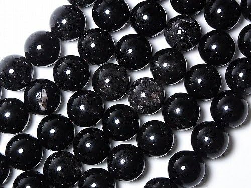 Amazon Co Jp Aランク チベット産モリオン 黒水晶 ビーズ 14mm 一連 約40cm ジュエリー