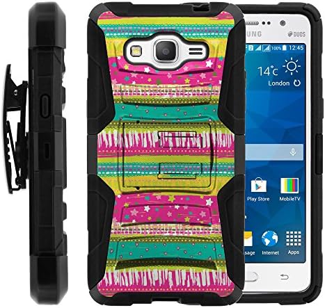 Galaxy Grand Prime Case, Galaxy Grand Prime Holster, Two Layer Hybrid Armor Hard Cover with Built in Kickstand for Samsung Galaxy Grand Prime SM-G530H, SM-G530F (Cricket) from MINITURTLE | Includes Screen Protector - Dazzling Pattern