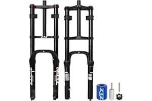 Exceedhub 26 Inch 4.0 Fat Tire Bike Air Suspension Fork - 180mm Travel, 135mm Hub Spacing, Straight Tube MTB Manual Lockout QR 9mm, Double Shoulder Bicycle Front Forks for Fat Snow Beach E-Bike