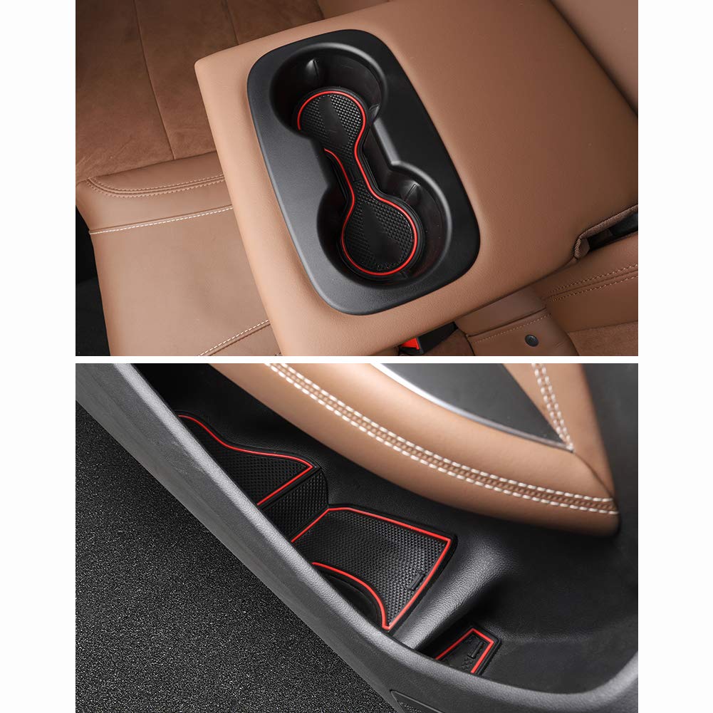 LFOTPP Non-Slip Rubber Mats for Insignia, Car Gate Slot Pad Mat Cup Holder Armrest Center Consoles Interior Decoration 15 Pieces Red