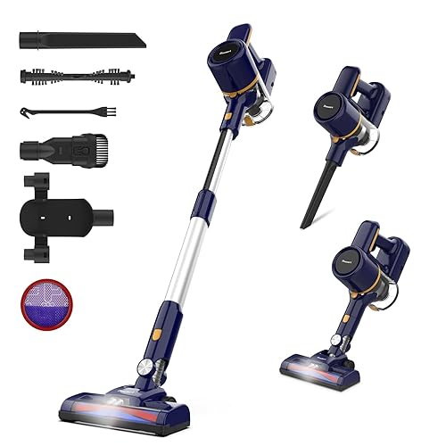 Powaert N7S Cordless Vacuum Cleaner, 6-in-1 Lightweight Stick Vacuum with Powerful Suction, 6-Cell 2200mAh Rechargeable Battery, Handheld Vacuum Cleaners for Pet Hair, Carpet, Floor (Indigo)