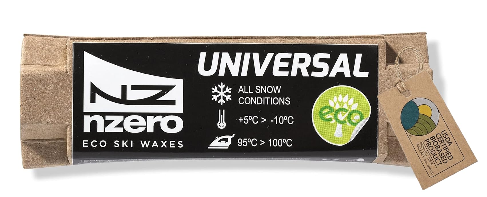 NZEROWAX - Eco Wax Block, 50g | Organic Natural Wax for Skiing, Snowboarding | Universal temperature conditions