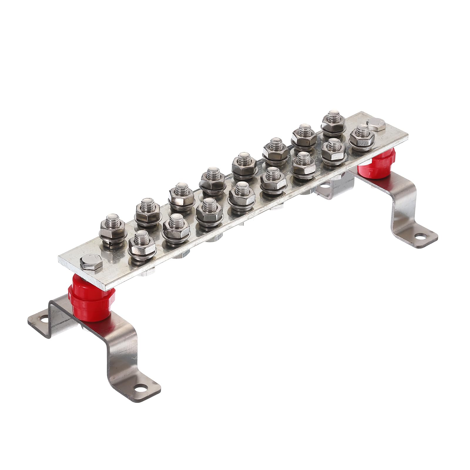 uxcell 1 Set Wall Mounted 12" x 2" x 1/4" Tinned Copper Ground Bar with 16 Terminal Positions Ground Bar Kits
