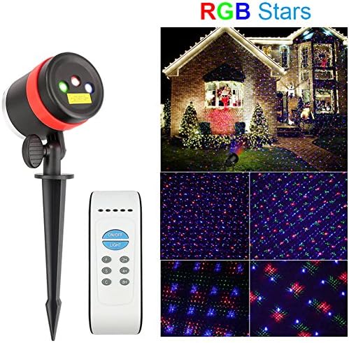 Christmas Lights Laser Projector – SurLight R G &amp; B Laser Lights Star Show Waterproof Landscape Spotlights Decorative Lighting Outdoor Projectors with IR Remote Timer for Christmas House Garden Party