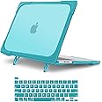MOSISO Compatible with MacBook Pro 13 inch Case 2025 2024 2023 2022 2021 2020 M2 M1 A2338 A2289 A2251, Protective Heavy Duty Plastic Hard Shell Case with Fold Kickstand & Keyboard Cover, Turquoise