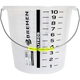 2.5 Gallon Graduated Bucket with Handle | Multipurpose Large Container, Heat &amp; Chemical Resistant (-40&deg;C to 200&deg;C) for Industrial and Home Use（1 pack）