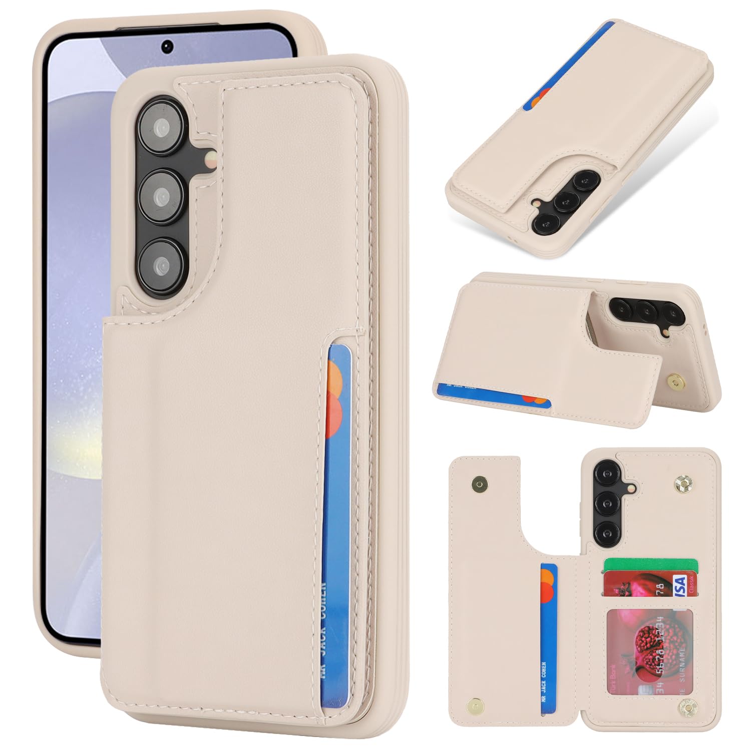 iCoverCase Compatible with Samsung Galaxy S24 Plus Case with Card Holder, S24 Plus Wallet Case for Women Men [RFID Blocking] PU Leather Protective Phone Case for S24 Plus 5G (Beige)