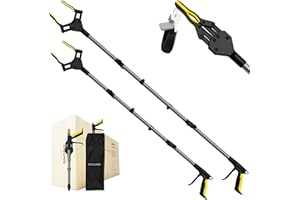 GISUNG 44" & 36" Grabber Reacher Tool, 2 Pack Foldable Grabbers for Elderly Grab It Reaching Tool with Upgraded Rotating Jaw & 2 Storage Bags, Strong Magnetic Tip, Grabber Pickup Tool for Trash Pickup, Aid