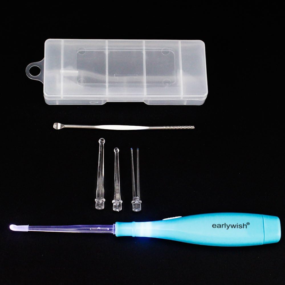 Earlywish Upgraded 6.75" Long Lighted Tonsillolith Pick Tonsil Stone Remover Tool with 5 Tips, Blue Handle with LED Light - Image 5