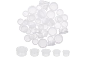GORGECRAFT 5 Size 50PCS Salt and Pepper Shaker Stoppers Plastic Salt Shaker Plug Stopper 18.5/19.5/21.5/22.5/28mm Replacement Plug Bottle Caps Reusable Clear Round End Cap for Bottles Pipes