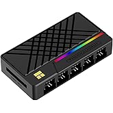 Thermalright ARGB and Fan Hub X10 Black-10-port All-in-one Controller, Ultimate Motherboard Compatibility, Dual Upgrade for Cooling and Lighting(Black)