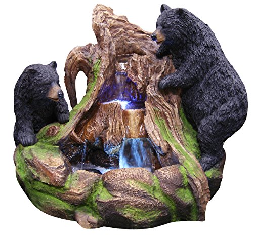 Alpine 2 Bears Climbing On Rainforest Fountain with LED Lights