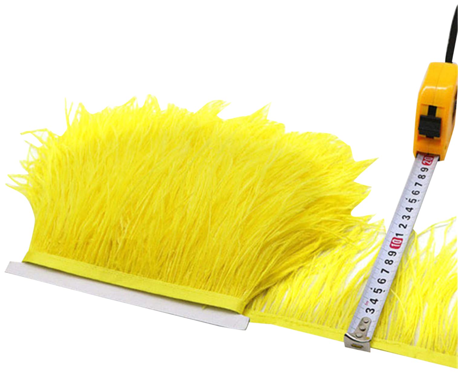 36 Colours Quality Ostrich Feather Trimming Fringe for Millinery Craft Dress Making (Yellow,2 Meters)