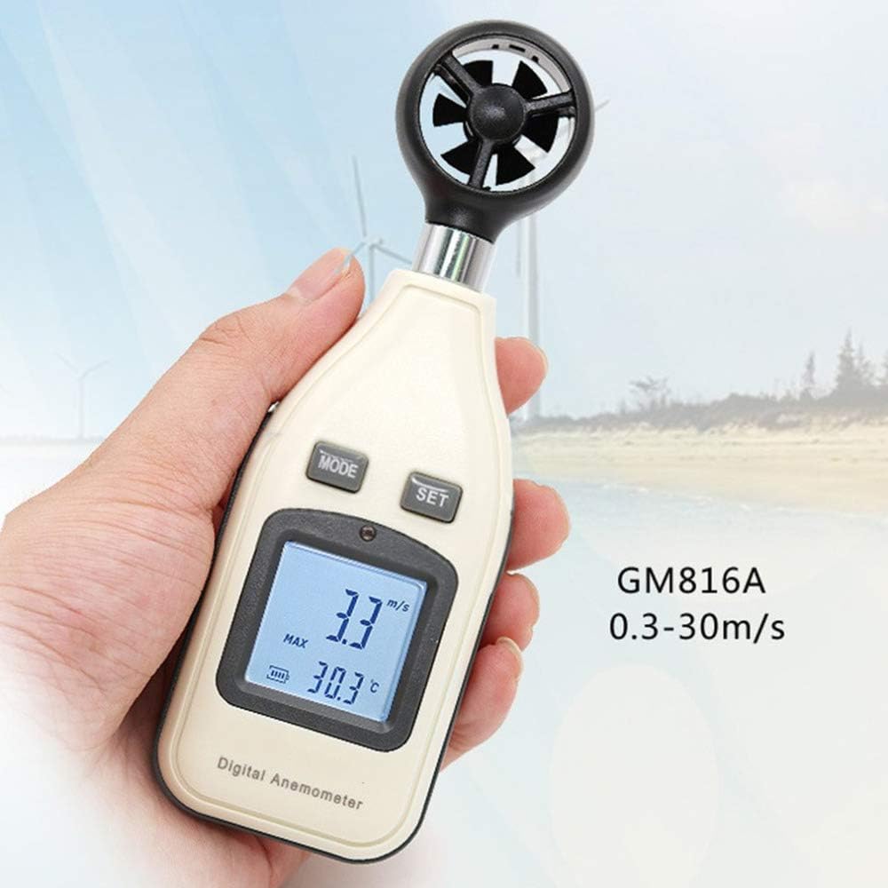 QYY Digital Multifunctional Anemometer, Industrial Grade Handheld Anemometer with LCD Backlight, 6 Vane Wind Speed Meter for Measuring Wind Speed, Temperature, Wind Chill