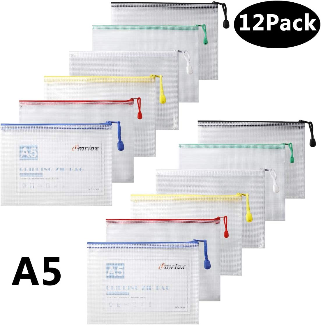 Umriox Zipper File Bags Mesh Zip Lock Document Wallet Holder Travel